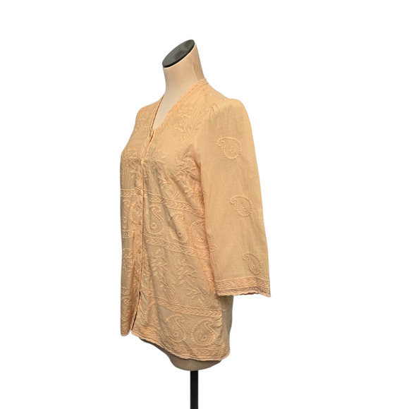 Forever That Girl Tunic Top Womens 2 Embroidered Sheer Boho Festival Peasant Blo - Picture 9 of 10